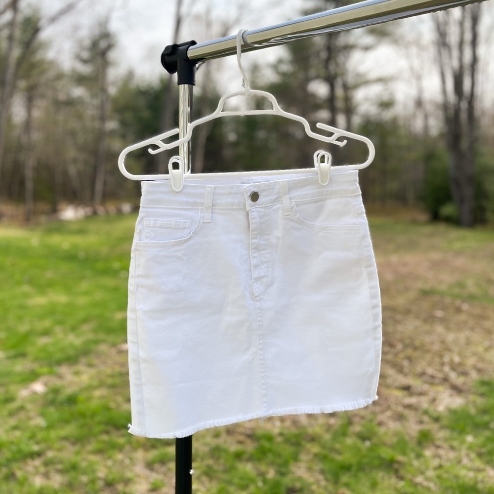 O2 Ain’t No Other High Waisted Denim Skirt White